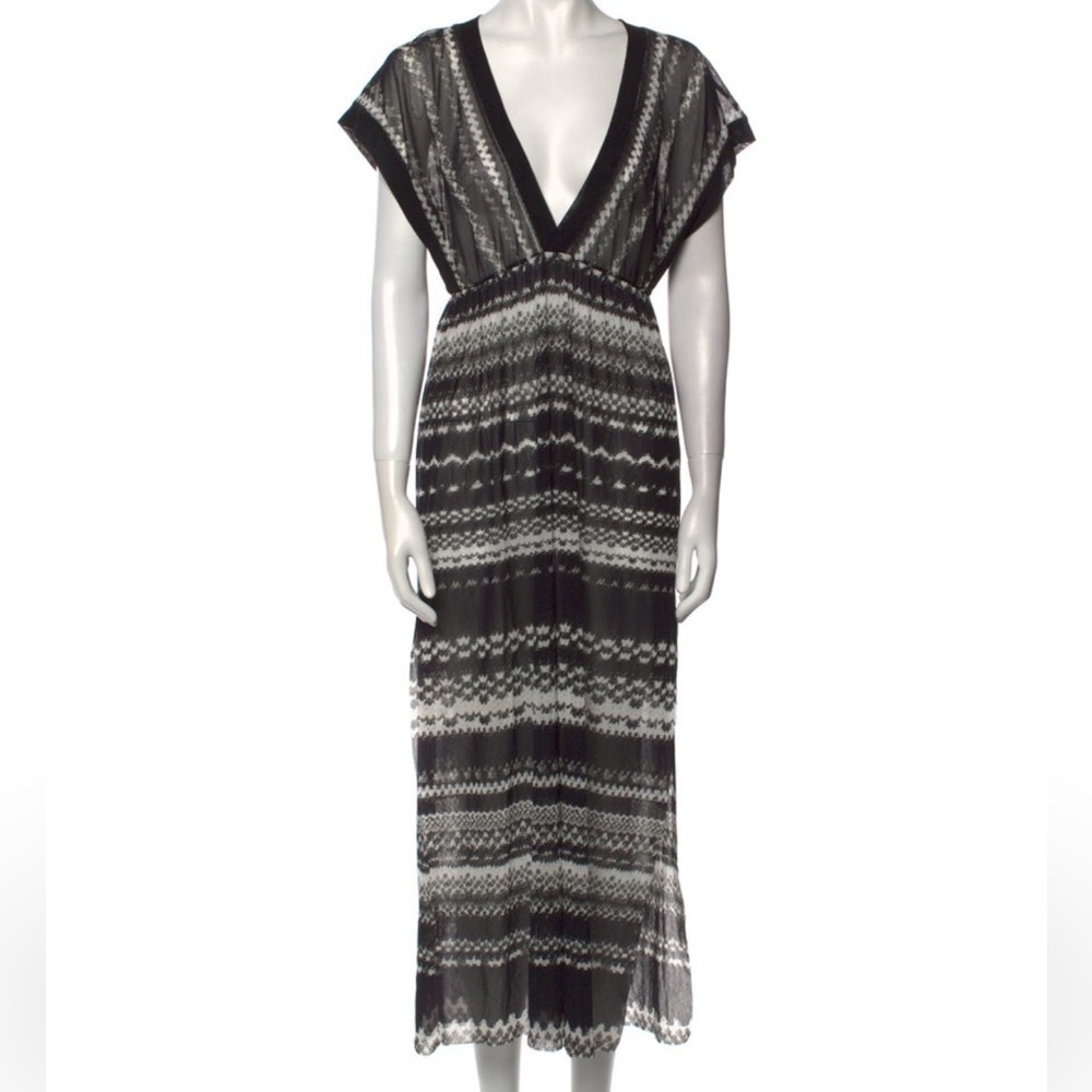 Fuzzi Jean Paul Gaultier Black and White Sheer Mesh Whimsigoth Maxi Dress